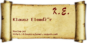 Klausz Elemér névjegykártya